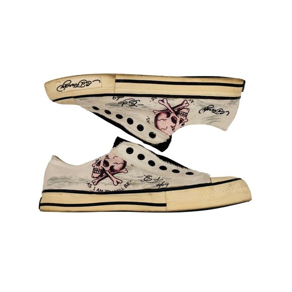 Vtg Y2K Ed Hardy Canvas Sneakers | Grunge Indie Streetwear Skater Tattoo Graphic - Picture 13 of 16